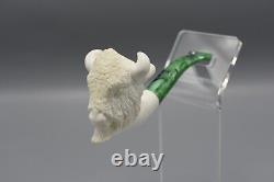 Buffalo figure Pipe By Cevher Block Meerschaum-NEW Handmade With Case#1860