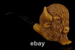 Buffalo figure Pipe By Kenan Block Meerschaum-NEW Handmade With Case#1267