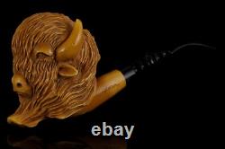 Buffalo figure Pipe By Kenan Block Meerschaum-NEW Handmade With Case#1267