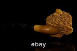 Buffalo figure Pipe By Kenan Block Meerschaum-NEW Handmade With Case#1267