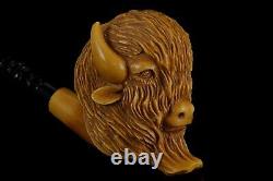 Buffalo figure Pipe By Kenan Block Meerschaum-NEW Handmade With Case#1267