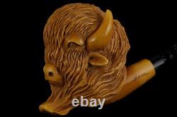 Buffalo figure Pipe By Kenan Block Meerschaum-NEW Handmade With Case#1267