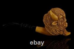 Buffalo figure Pipe By Kenan Block Meerschaum-NEW Handmade With Case#1267