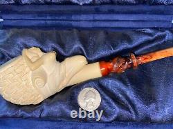 Buxom Babe Nude Woman by Master Carver J. Baglan Block Meerschaum Pipe + Case