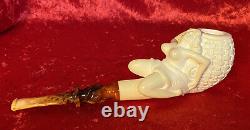 Buxom Babe Nude Woman by Master Carver J. Baglan Block Meerschaum Pipe + Case