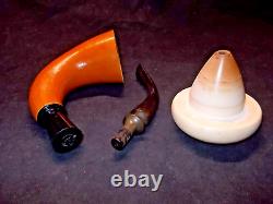 CALABASH PIPE BLOCK MEERSCHAUM BOWL GOURD BODY REMOVABLE BOWL WithSTAND -CALA23