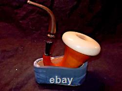 CALABASH PIPE BLOCK MEERSCHAUM BOWL GOURD BODY REMOVABLE BOWL WithSTAND -CALA24