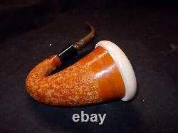 CALABASH PIPE BLOCK MEERSCHAUM BOWLCARVED GOURD BODY WithSTAND -CALA26