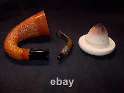 CALABASH PIPE BLOCK MEERSCHAUM BOWLCARVED GOURD BODY WithSTAND -CALA26