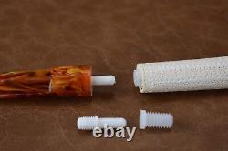 CANADIAN PIPE BLOCK MEERSCHAUM-NEW-HAND CARVED tamper+stand#284 W Case