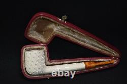 CANADIAN PIPE BLOCK MEERSCHAUM-NEW-HAND CARVED tamper+stand#512 W Case