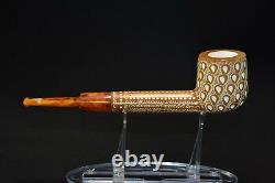 CANADIAN PIPE BLOCK MEERSCHAUM-NEW-HAND CARVED tamper+stand#513W Case