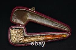CANADIAN PIPE BLOCK MEERSCHAUM-NEW-HAND CARVED tamper+stand#513W Case