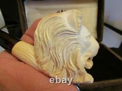 CAO Block Meerschaum LION pipe Hand Made in Turkey With Case Stock # MB14
