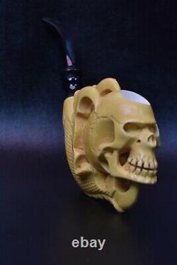 CLAW HOLDING SKULL Pipe By ALI New Block Meerschaum Handmade W Case-Stand#1214