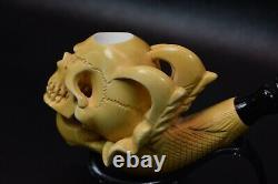 CLAW HOLDING SKULL Pipe By ALI New Block Meerschaum Handmade W Case-Stand#1214
