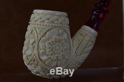 CUMHUR Ornate Pipe BLOCK MEERSCHAUM-NEW-HAND CARVED W Case&Tamper#224