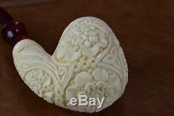 CUMHUR Ornate Pipe BLOCK MEERSCHAUM-NEW-HAND CARVED W Case&Tamper#224