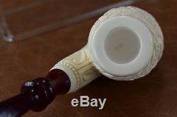 CUMHUR Ornate Pipe BLOCK MEERSCHAUM-NEW-HAND CARVED W Case&Tamper#224