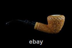 Calabash Ornate Pattern Masonic Pipe New Block Meerschaum Handmade W Case#912