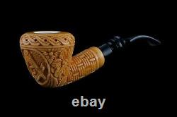 Calabash Ornate Pattern Masonic Pipe New Block Meerschaum Handmade W Case#912