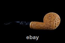 Calabash Ornate Pattern Masonic Pipe New Block Meerschaum Handmade W Case#912