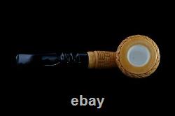 Calabash Ornate Pattern Masonic Pipe New Block Meerschaum Handmade W Case#912