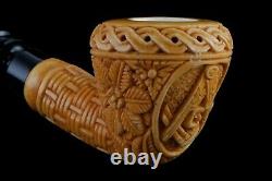 Calabash Ornate Pattern Masonic Pipe New Block Meerschaum Handmade W Case#912