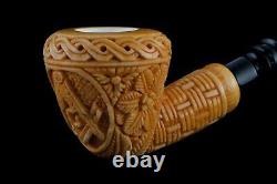 Calabash Ornate Pattern Masonic Pipe New Block Meerschaum Handmade W Case#912