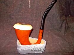 Calabash Pipe Block Meerschaum Bowl Gourd Large With Custom Stand -cala21