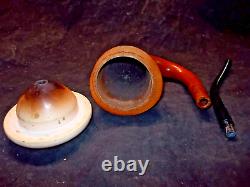 Calabash Pipe Block Meerschaum Bowl Gourd Large With Custom Stand -cala21