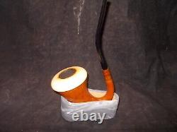 Calabash Pipe Block Meerschaum Bowl Gourd Large With Custom Stand -cala21