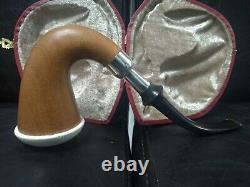 Calabash Pipe & Block Meerschaum Bowl & Silver Spigot System Large Size #055