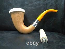 Calabash Pipe & Block Meerschaum Bowl & Silver Spigot & Tamper Large Size #034