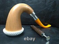 Calabash Pipe & Block Meerschaum Bowl & Silver Spigot & Tamper Large Size #044