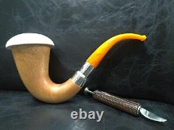 Calabash Pipe & Block Meerschaum Bowl & Silver Spigot & Tamper Large Size #044