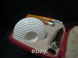 Calabash Pipe & Block Meerschaum Bowl & Silver Spigot & Tamper Large Size #044