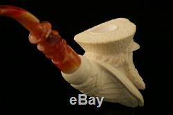Captain Sailor Block Meerschaum Pipe Carved by I. Baglan with CASE 10803