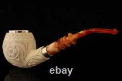 Carved Apple Block Meerschaum Pipe with fitted case 14422
