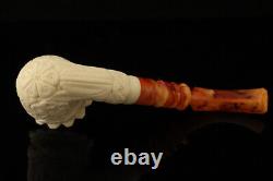 Carved Calabash Block Meerschaum Pipe with tamper & fitted case 14172