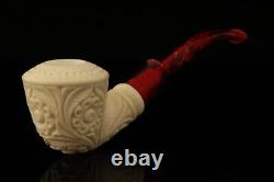 Carved Dublin Block Meerschaum Pipe with fitted case 14083