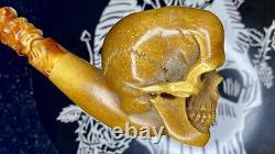 Çelebi Meerschaum Skull, with Case, XL High Detail? Hand Carved by Kenan