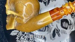 Çelebi Meerschaum Skull, with Case, XL High Detail? Hand Carved by Kenan