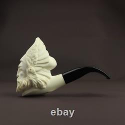 Cevher VIKING figure pipe New Handmade Block Meerschaum W Case&stand#1786