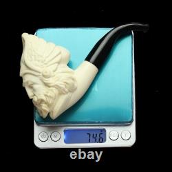Cevher VIKING figure pipe New Handmade Block Meerschaum W Case&stand#1786