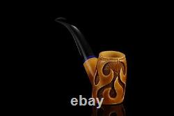 Cherrywood Pipe By EGE With flames New Block Meerschaum Handmade W Case#1514