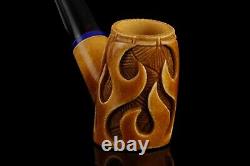 Cherrywood Pipe By EGE With flames New Block Meerschaum Handmade W Case#1514
