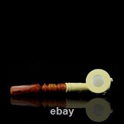 Cherrywood Pipe Masonic Emblems New Block Meerschaum Handmade W Case#1556