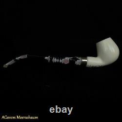 Churchwarden Block Meerschaum Pipe, 925 Silver Smoking Pipe, Tobacco Pipe AGM-53
