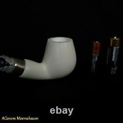 Churchwarden Block Meerschaum Pipe, 925 Silver Smoking Pipe, Tobacco Pipe AGM-53